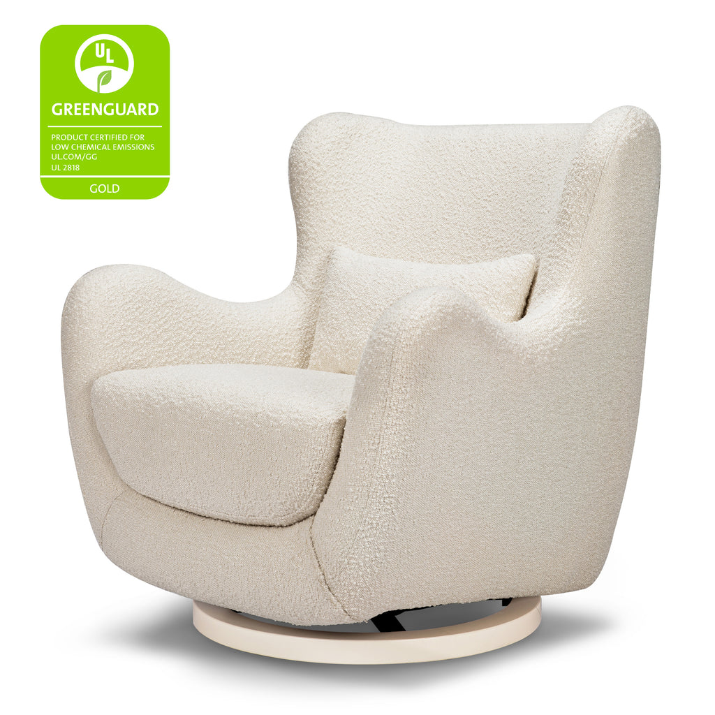M24187WBIB,Nursery Works,Solstice Swivel Glider in Ivory Boucle w/Ivory Wood Base