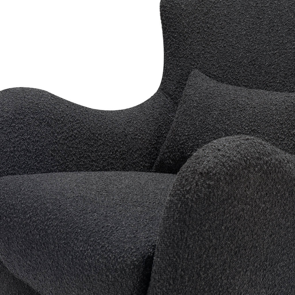 M24187BKBBB,Nursery Works,Solstice Swivel Glider in Black Boucle w/Black Wood Base