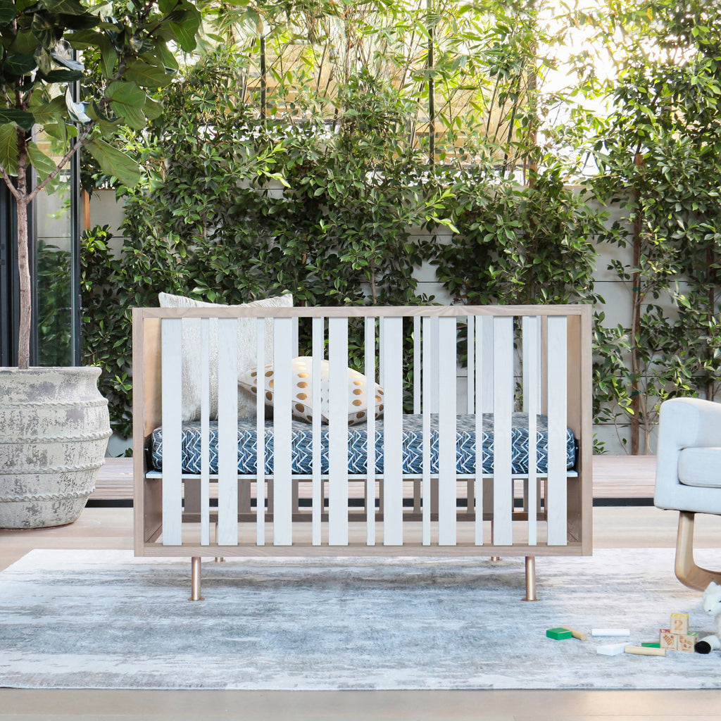 NW15001AY,Nursery Works,Novella Crib w/Toddler Bed Conversion Kit in Stained Ash/Ivory