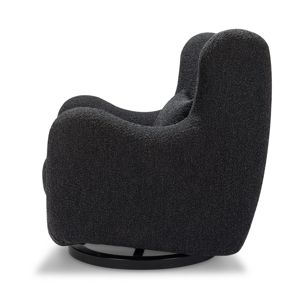 M24187BKBBB,Nursery Works,Solstice Swivel Glider in Black Boucle w/Black Wood Base