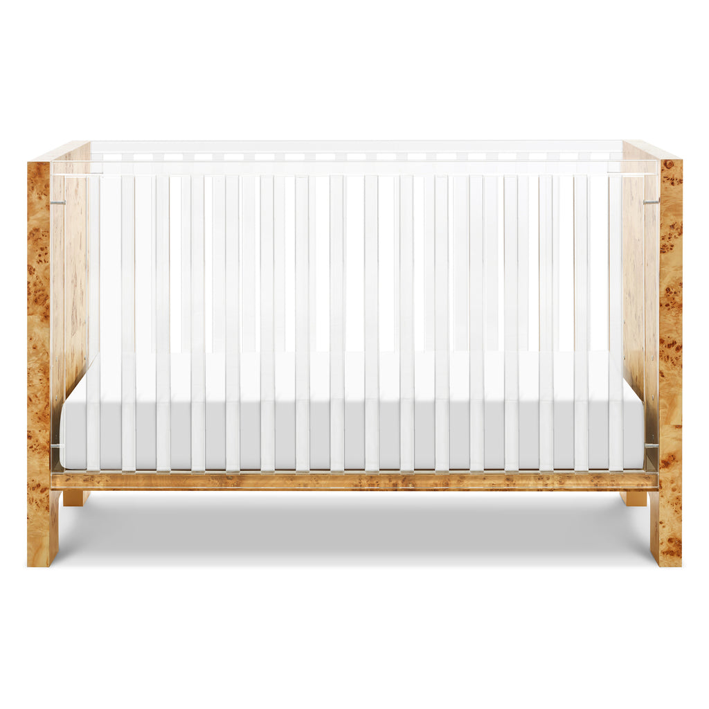 NW26101CKBU,Nursery Works,Altair Crib in Clear Acrylic with Burl