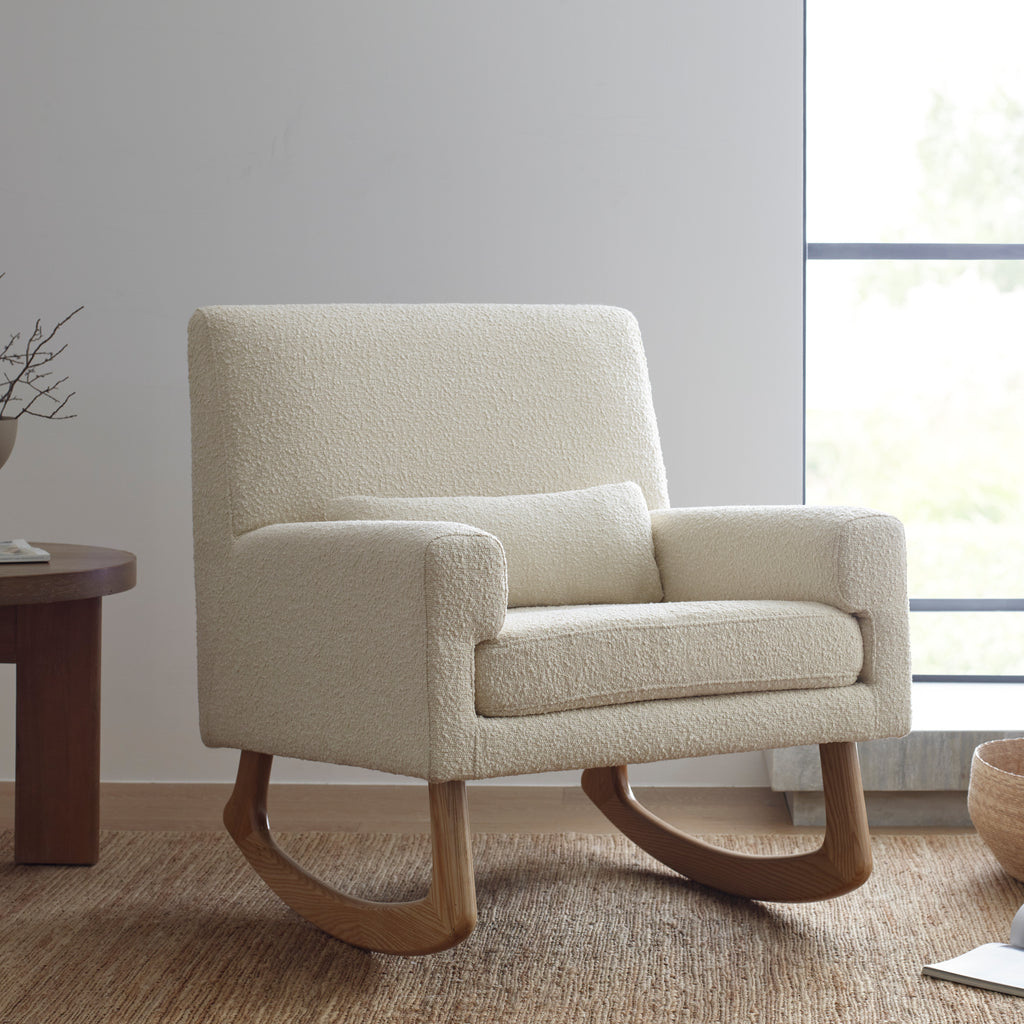 1085WBL,Sleepytime Rocker in Ivory Boucle w/Light Legs