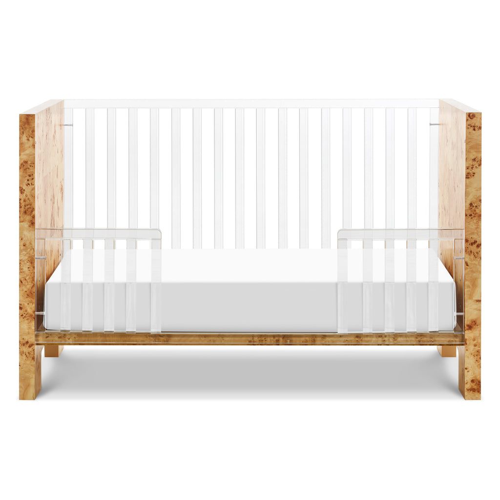 NW26101CKBU,Nursery Works,Altair Crib in Clear Acrylic with Burl