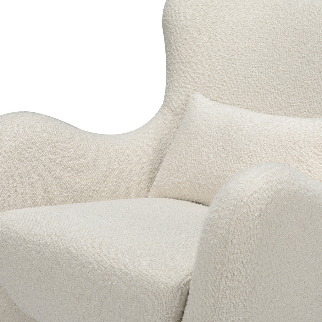 M24187WBIB,Nursery Works,Solstice Swivel Glider in Ivory Boucle w/Ivory Wood Base