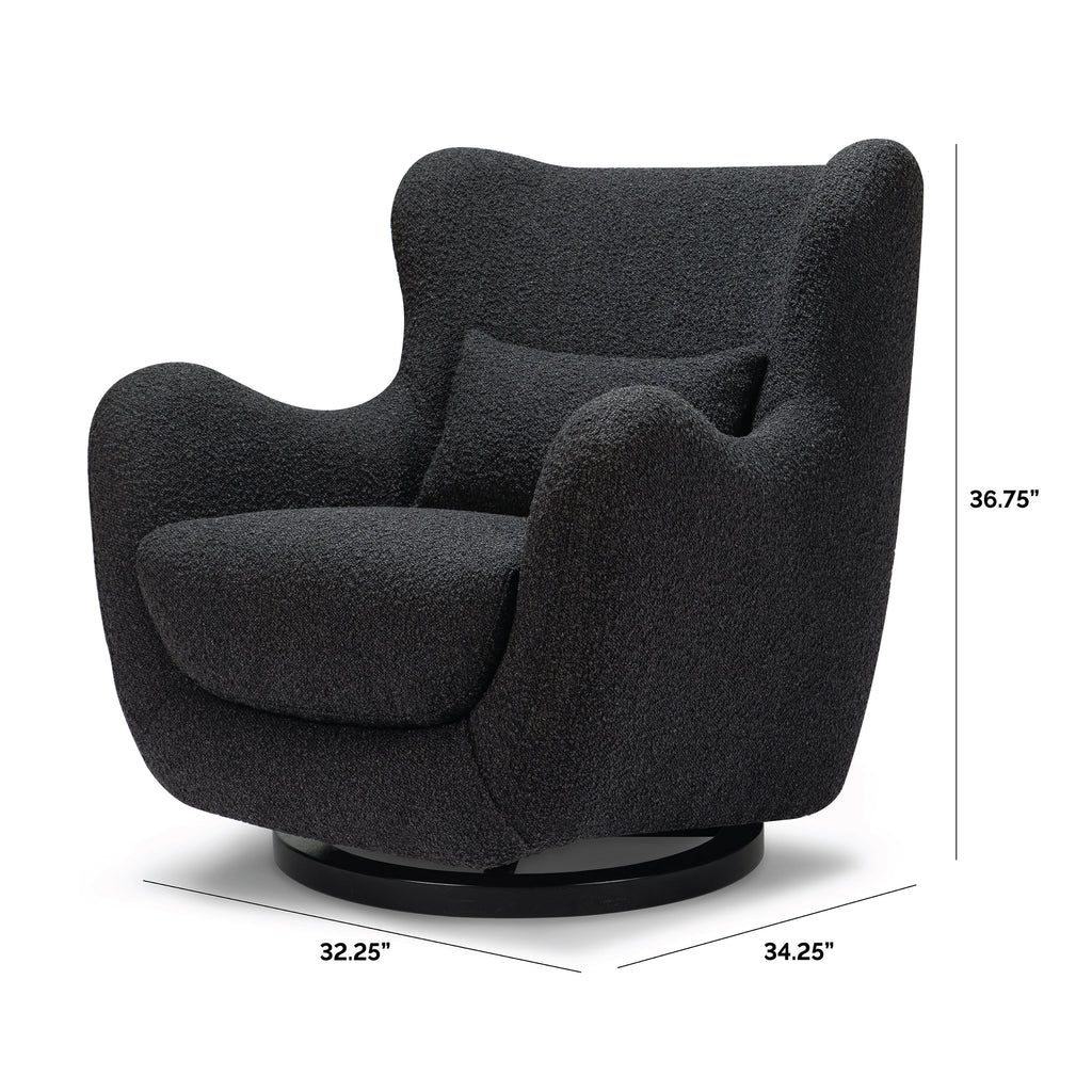 M24187BKBBB,Nursery Works,Solstice Swivel Glider in Black Boucle w/Black Wood Base