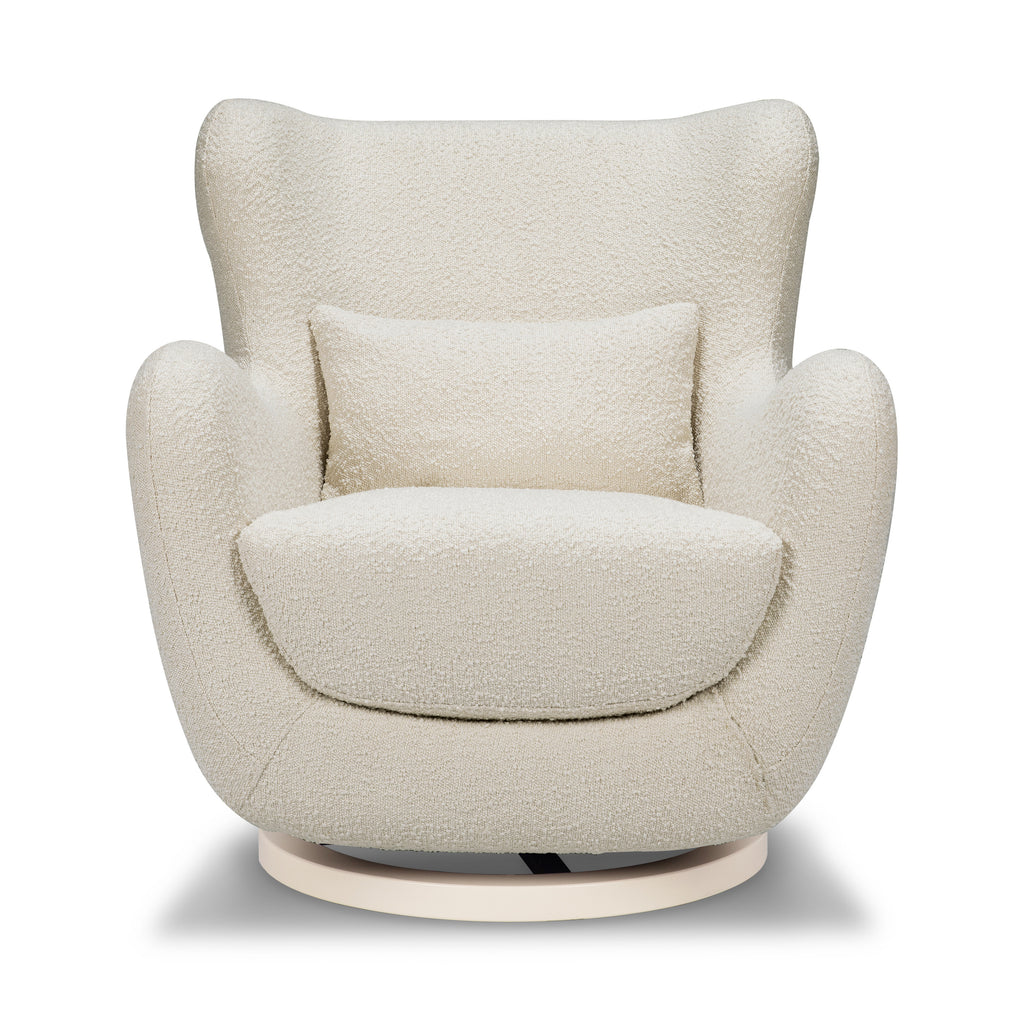 M24187WBIB,Nursery Works,Solstice Swivel Glider in Ivory Boucle w/Ivory Wood Base