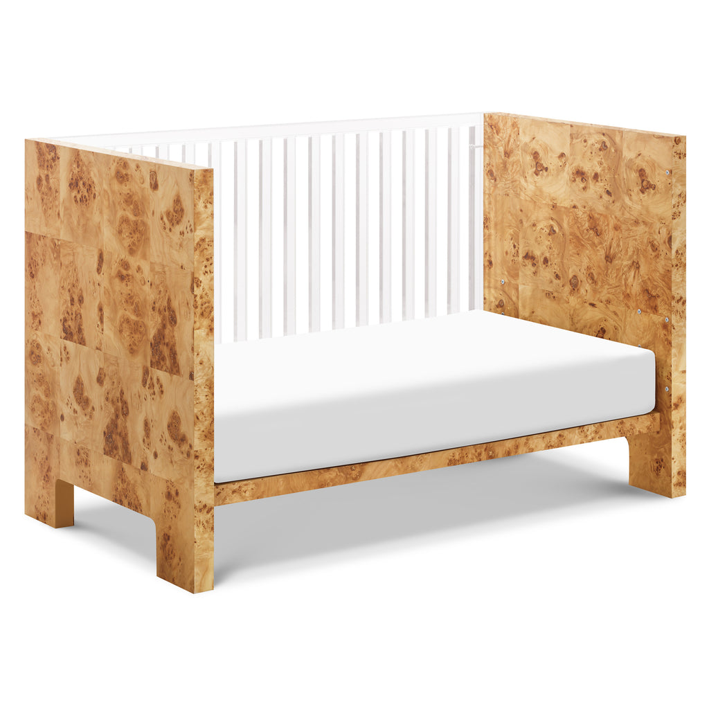 NW26101CKBU,Altair Crib in Clear Acrylic with Burl