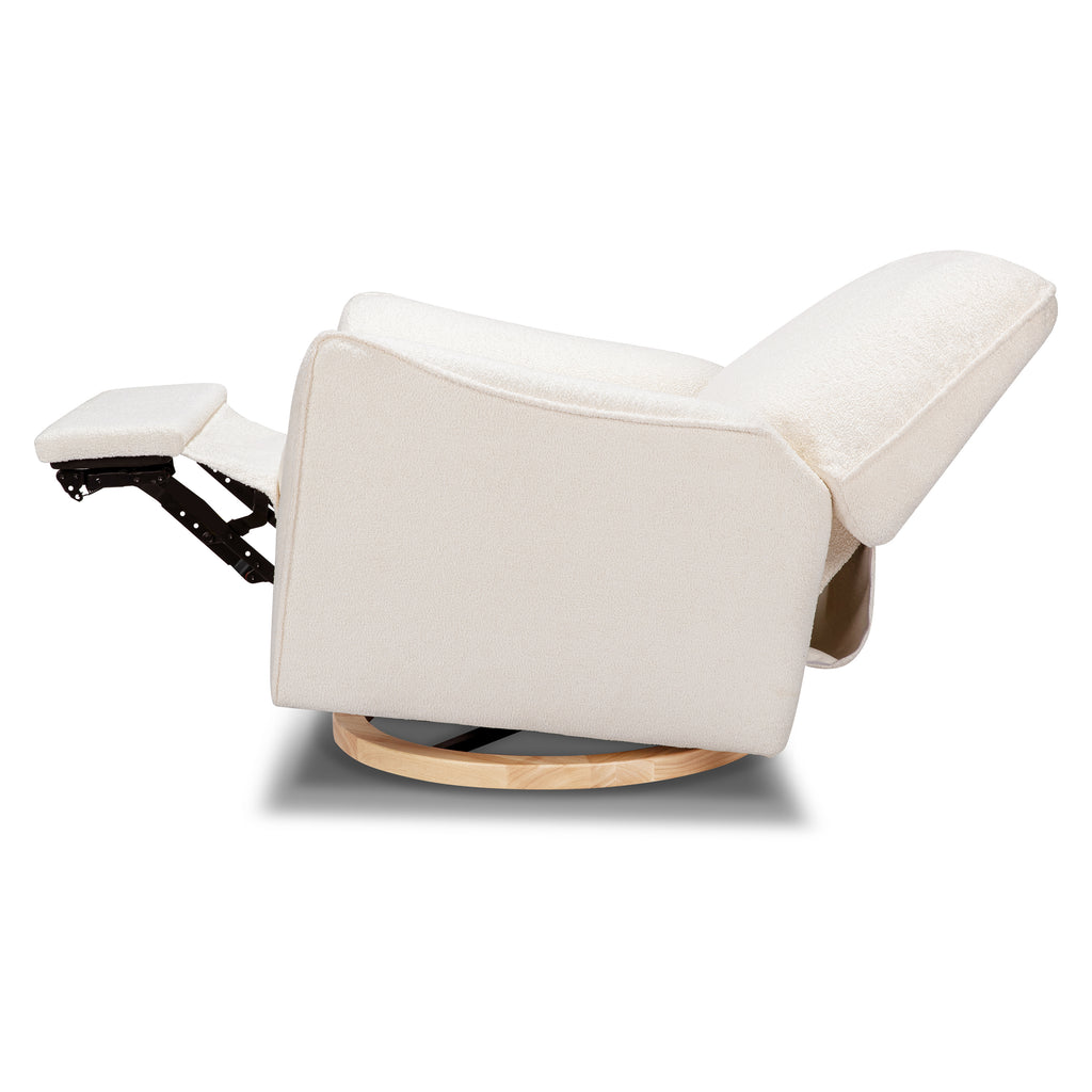 M24087CSHLB,Nursery Works,Sunday Power Recliner and Swivel Glider in Chantilly Fleece w/ Light Wood Base