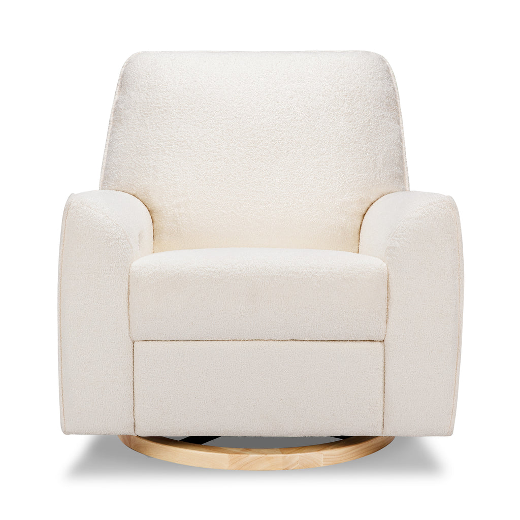M24087CSHLB,Nursery Works,Sunday Power Recliner and Swivel Glider in Chantilly Fleece w/ Light Wood Base