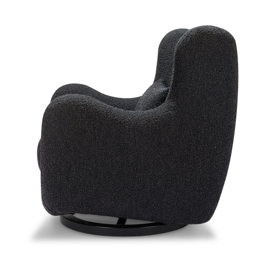 M24187BKBBB,Nursery Works,Solstice Swivel Glider in Black Boucle w/Black Wood Base