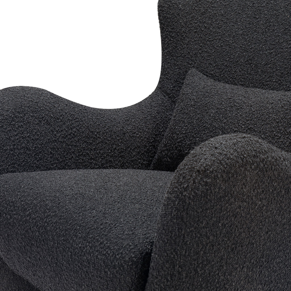 M24187BKBBB,Nursery Works,Solstice Swivel Glider in Black Boucle w/Black Wood Base