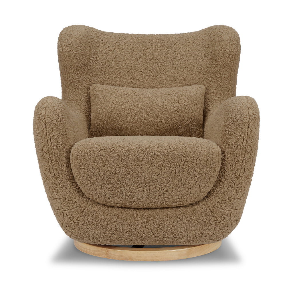 M24187CTSLB,Nursery Works,Solstice Swivel Glider in Cortado Shearling w/ Light Wood Base