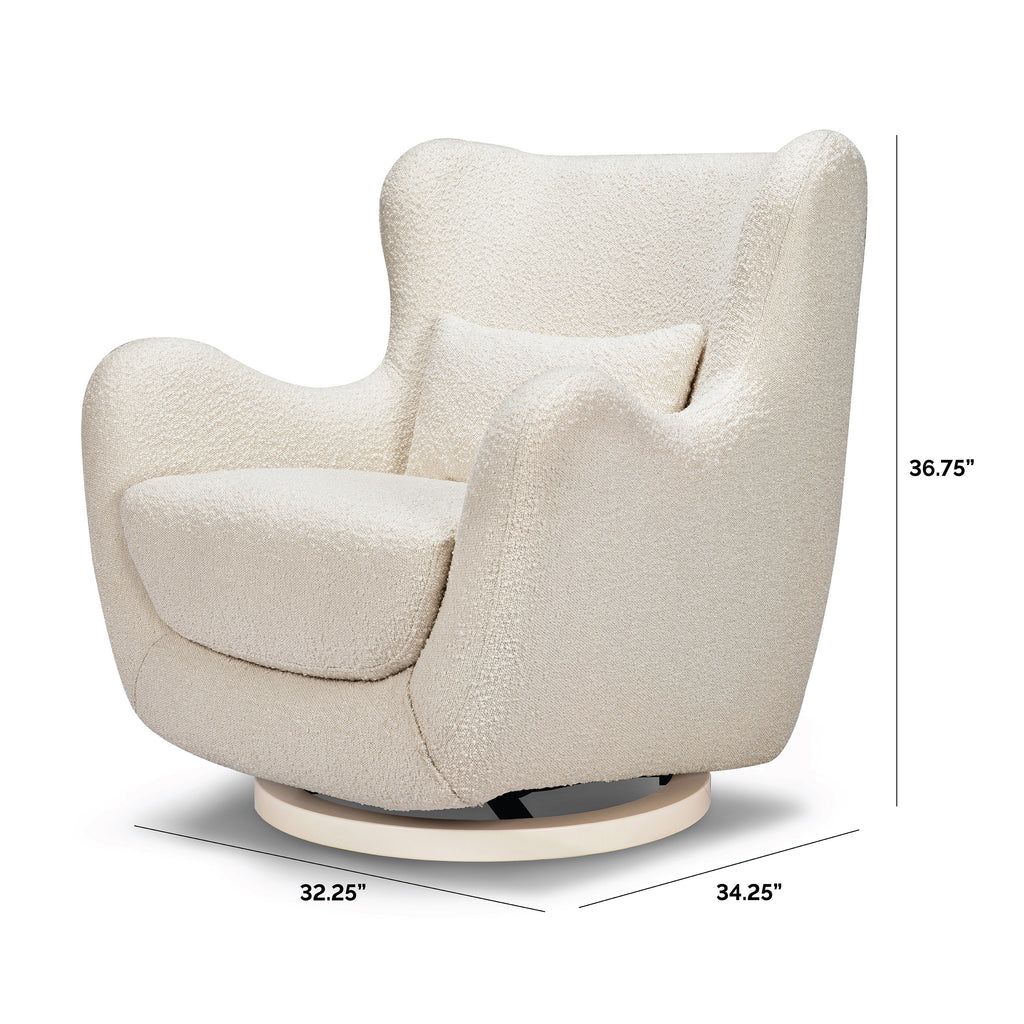 M24187WBIB,Nursery Works,Solstice Swivel Glider in Ivory Boucle w/Ivory Wood Base