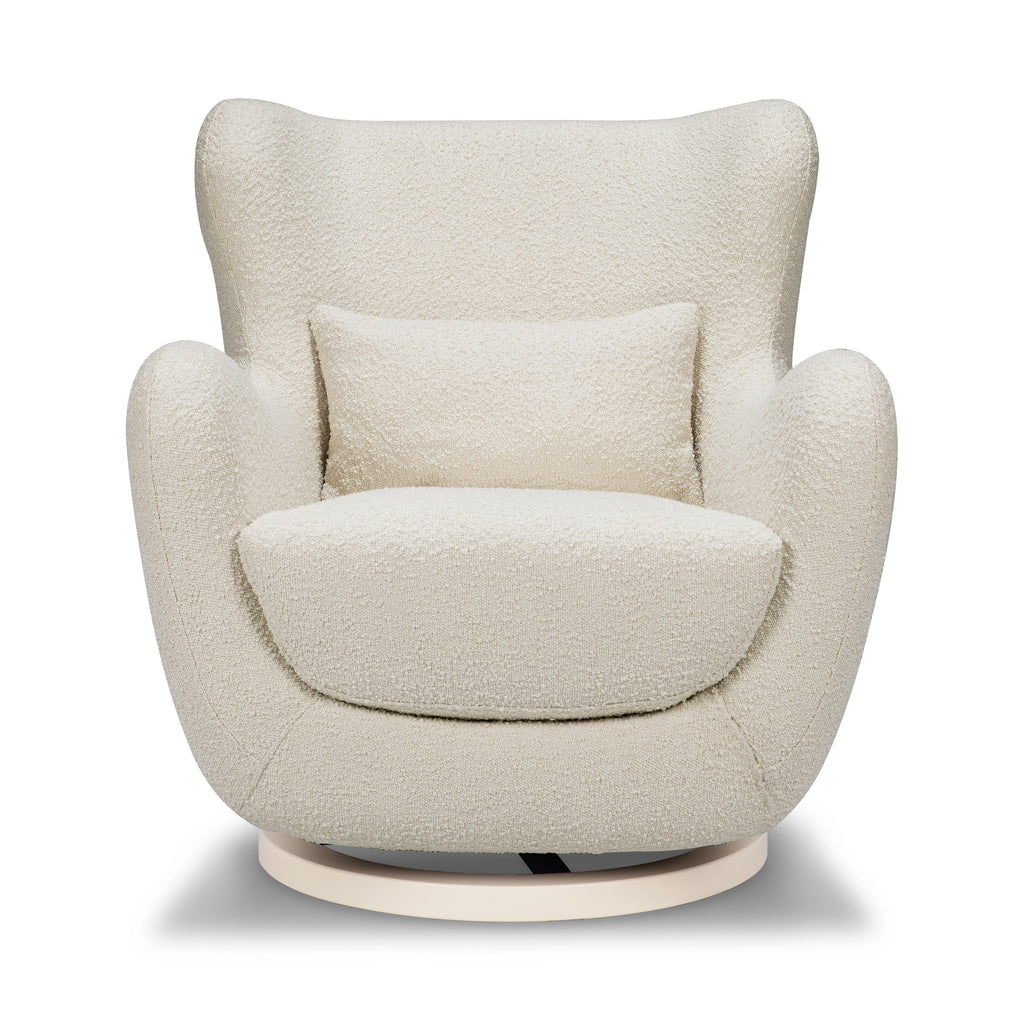 M24187WBIB,Nursery Works,Solstice Swivel Glider in Ivory Boucle w/Ivory Wood Base