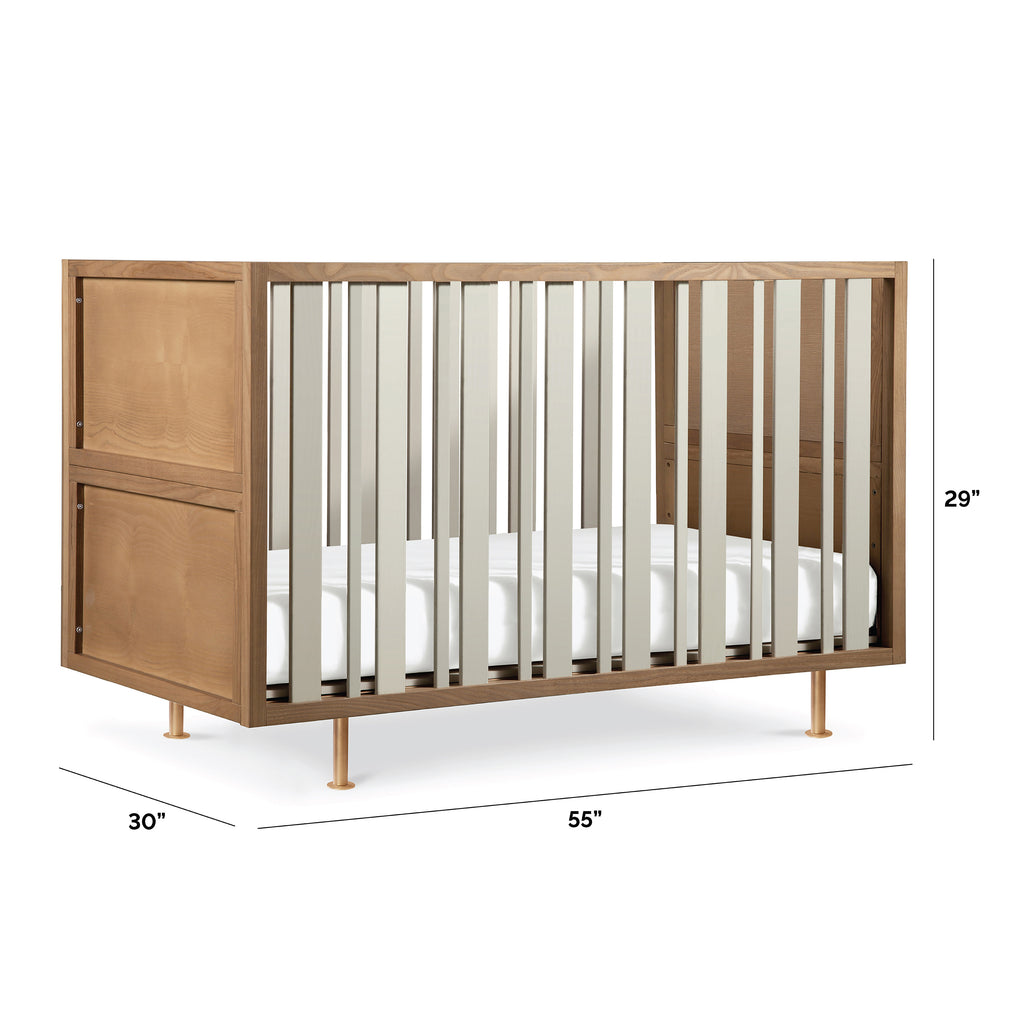 NW15001AY,Nursery Works,Novella Crib w/Toddler Bed Conversion Kit in Stained Ash/Ivory