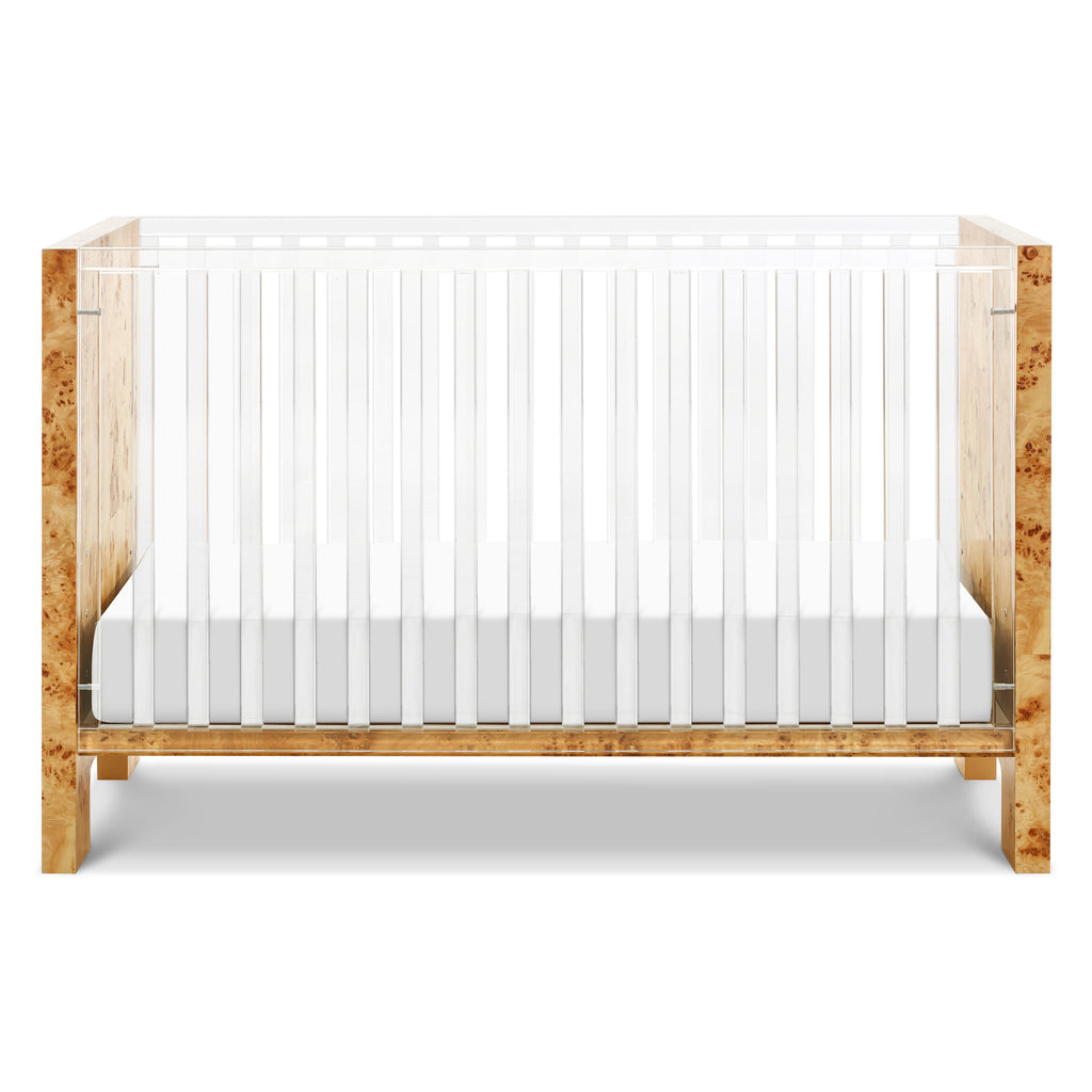 NW26101CKBU,Nursery Works,Altair Crib in Clear Acrylic with Burl