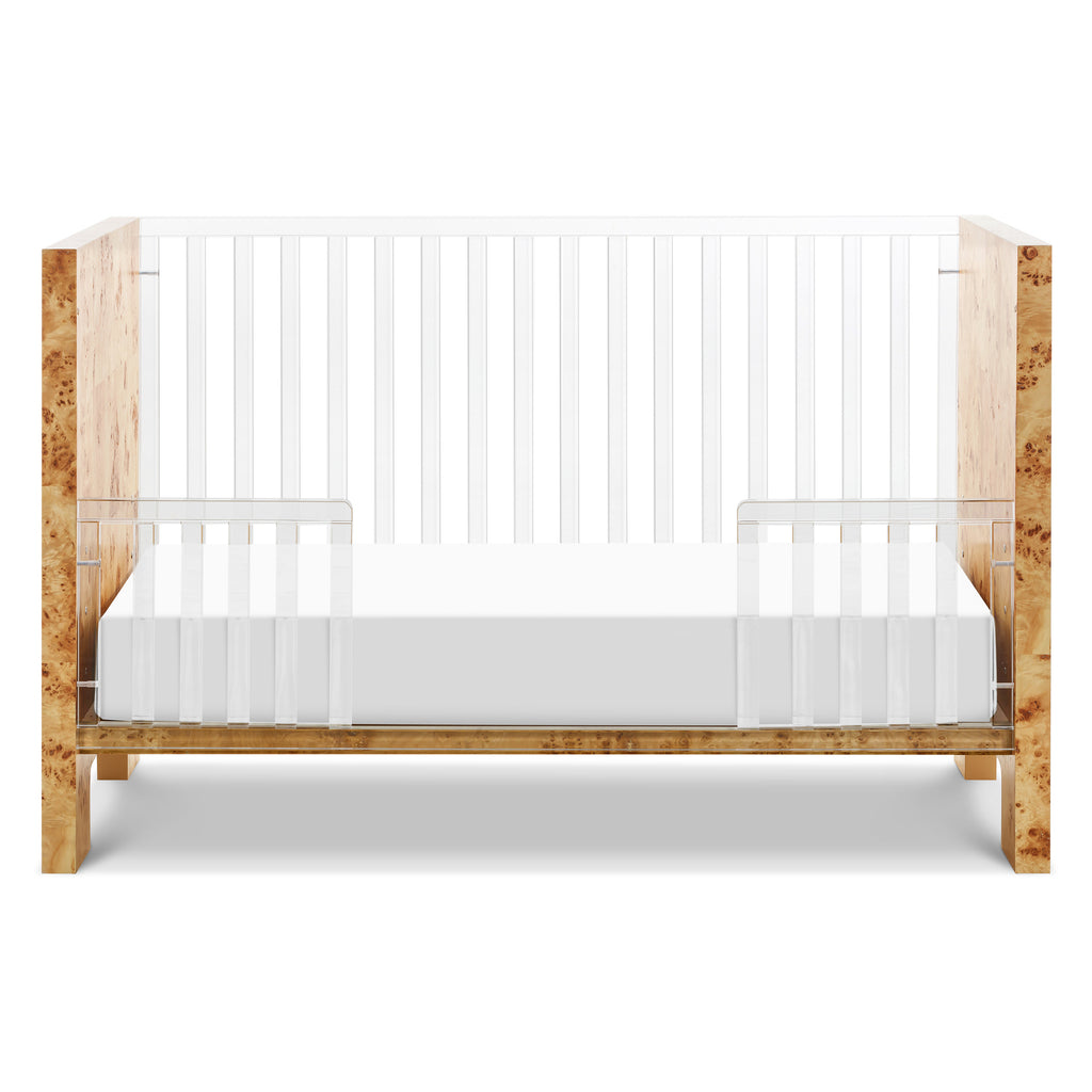 NW26101CKBU,Nursery Works,Altair Crib in Clear Acrylic with Burl