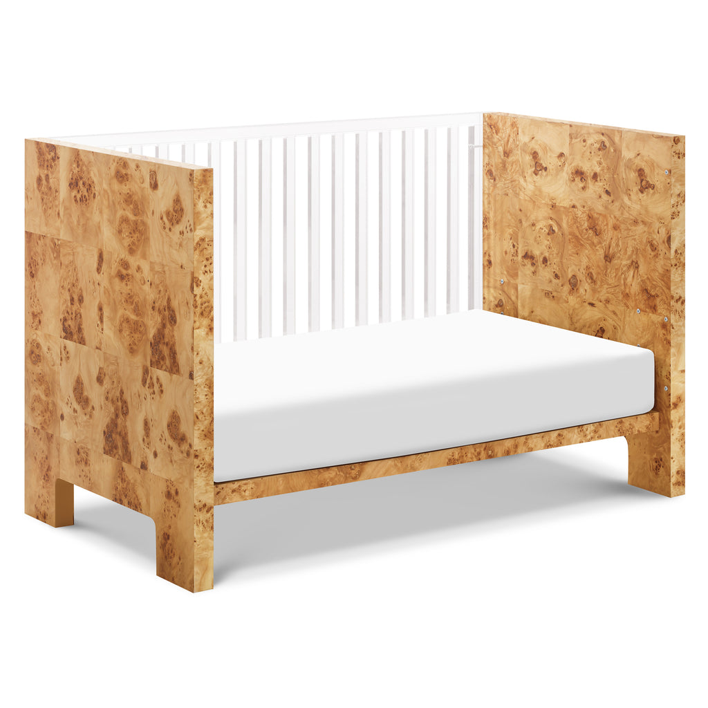 NW26101CKBU,Nursery Works,Altair Crib in Clear Acrylic with Burl