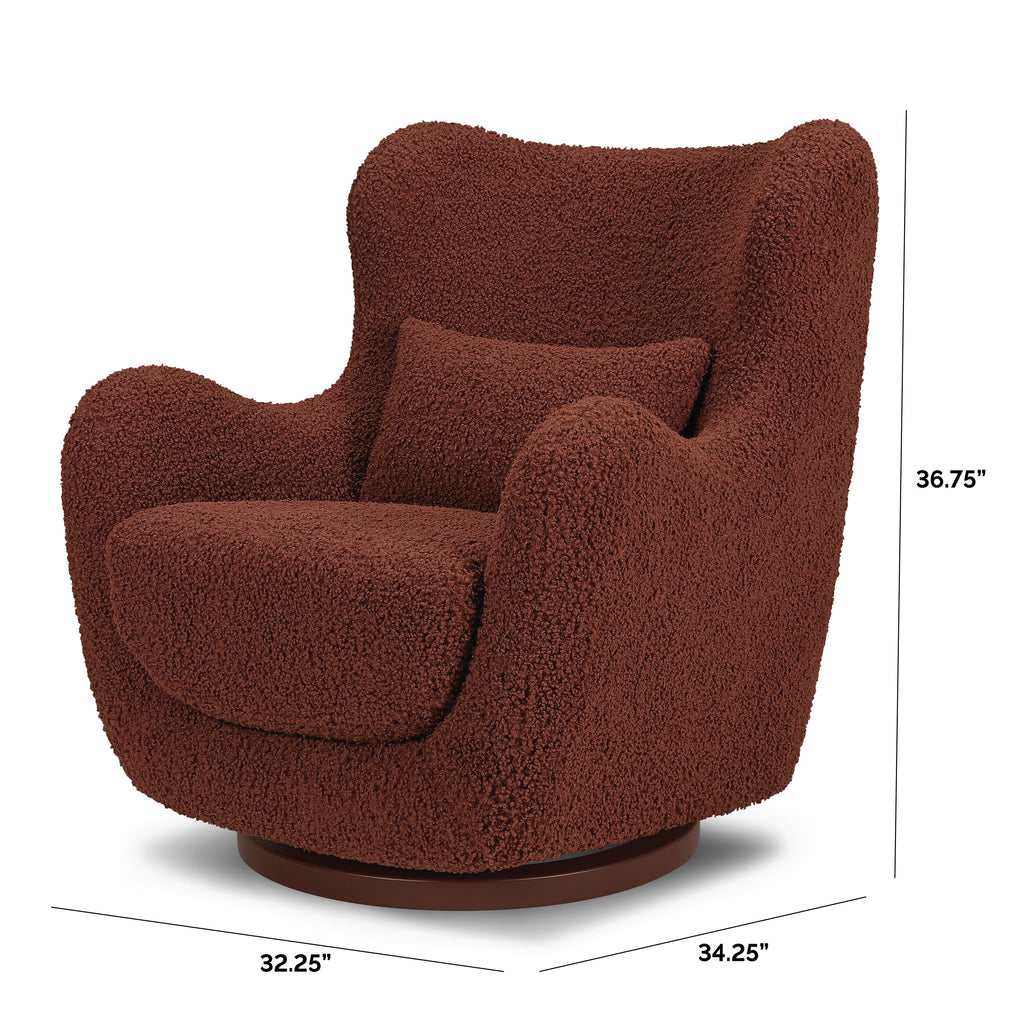 M24187RTRGB,Nursery Works,Solstice Swivel Glider in Rouge Teddy Loop w/Rouge Wood Base