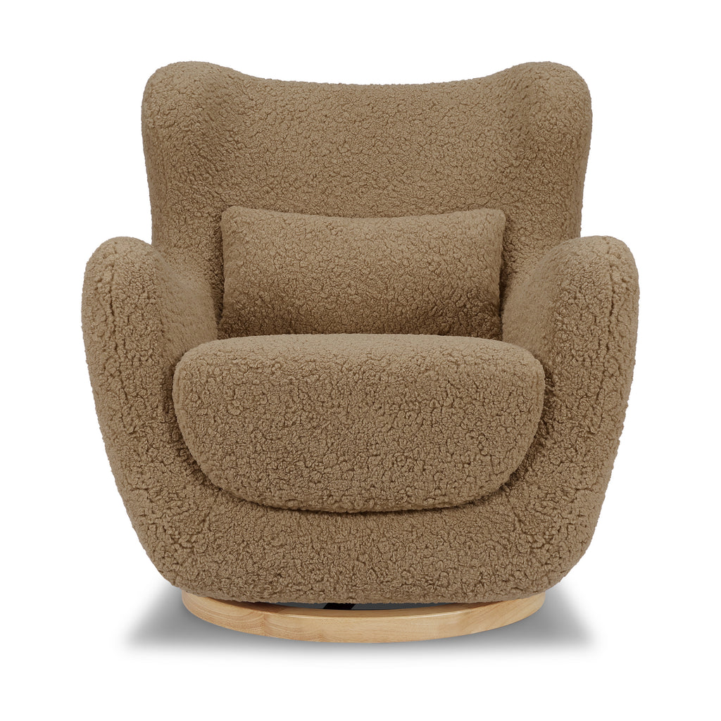 M24187CTSLB,Nursery Works,Solstice Swivel Glider in Cortado Shearling w/ Light Wood Base