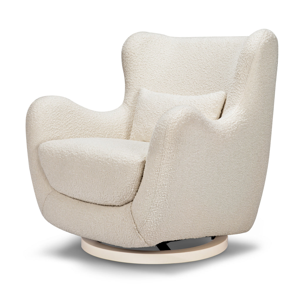 M24187BKBBB,Nursery Works,Solstice Swivel Glider in Black Boucle w/Black Wood Base Ivory Boucle with Ivory Wood Base