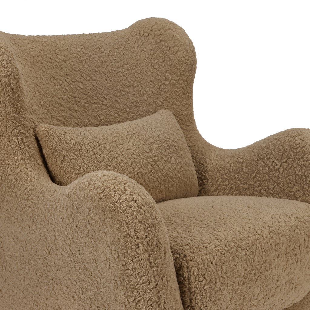 M24187CTSLB,Nursery Works,Solstice Swivel Glider in Cortado Shearling w/ Light Wood Base