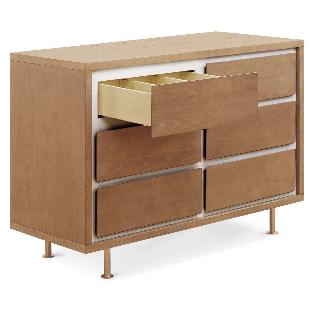 NW15026AY,Novella 6-Drawer Dresser in Stained Ash/Ivory Finish