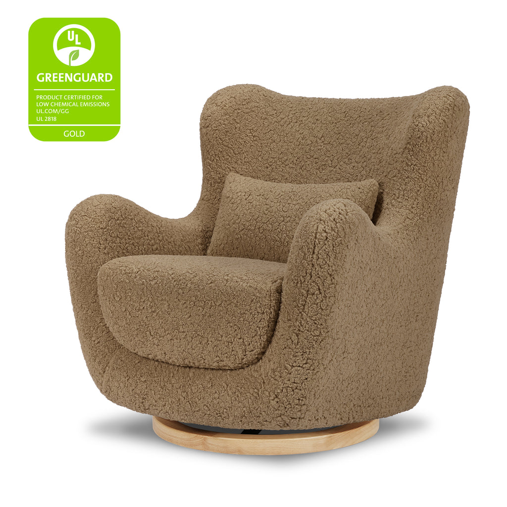 M24187CTSLB,Nursery Works,Solstice Swivel Glider in Cortado Shearling w/ Light Wood Base