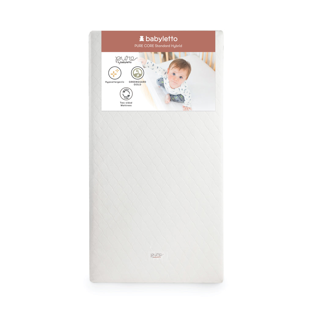 Pure Core Crib Mattress | Hybrid Quilted Waterproof Cover | 2-Stage
