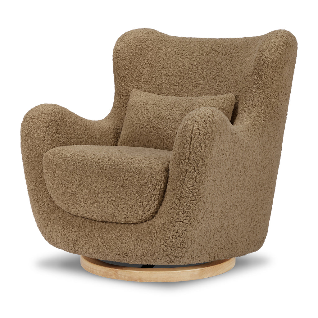 M24187CTSLB,Nursery Works,Solstice Swivel Glider in Cortado Shearling w/ Light Wood Base