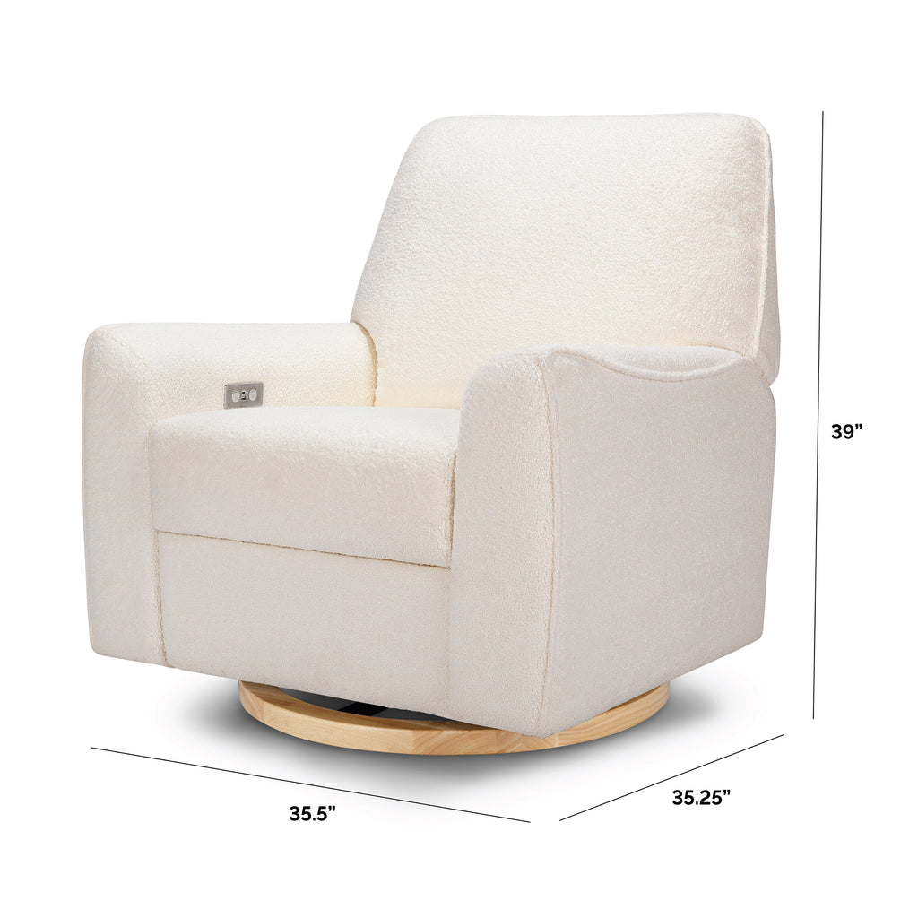 M24087CSHLB,Sunday Power Recliner and Swivel Glider in Chantilly Fleece w/Light Wood Base