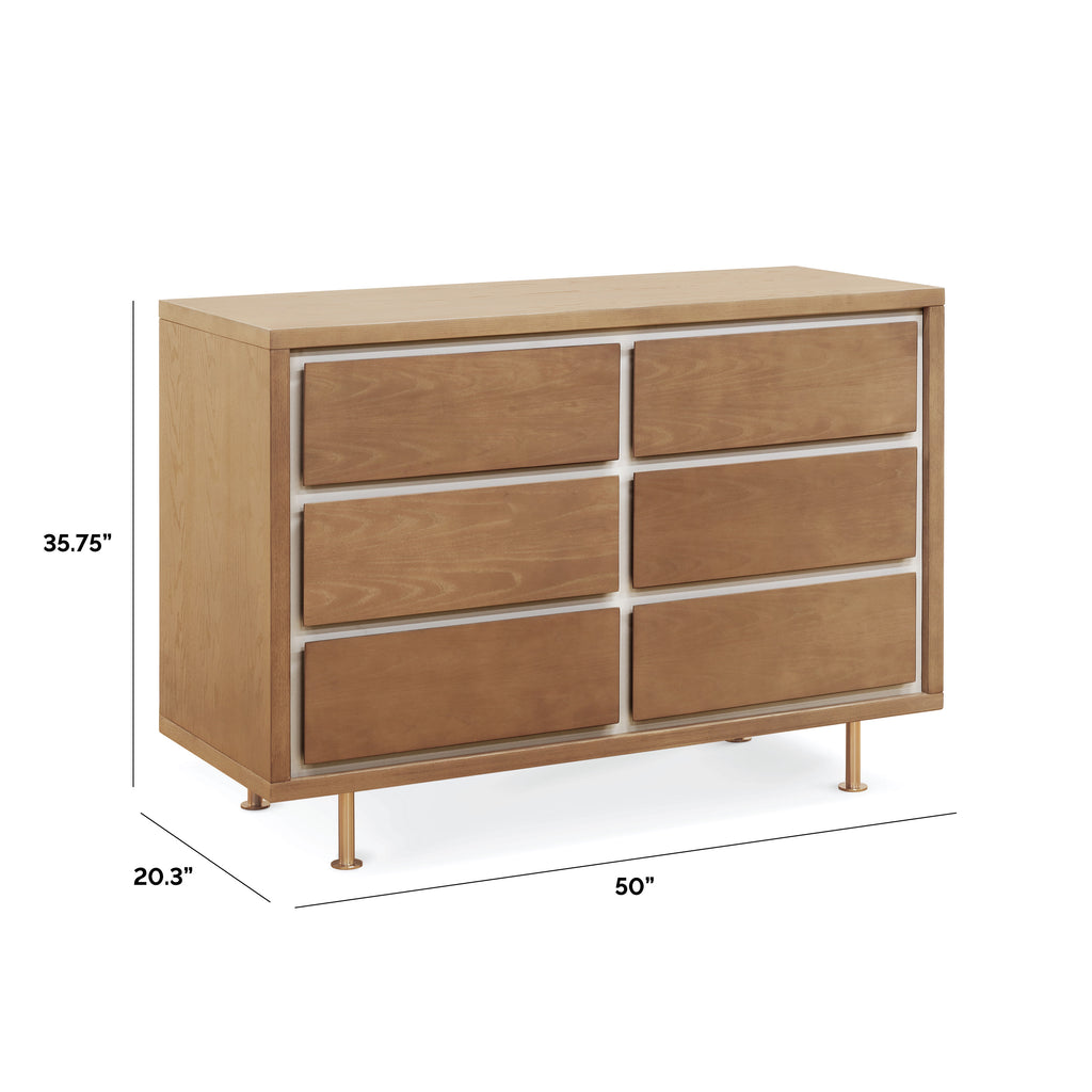 NW15026AY,Novella 6-Drawer Dresser in Stained Ash/Ivory Finish
