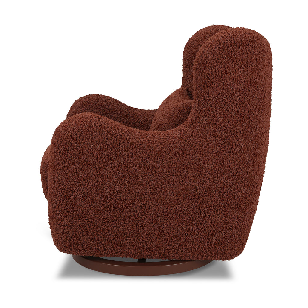 M24187RTRGB,Nursery Works,Solstice Swivel Glider in Rouge Teddy Loop w/Rouge Wood Base